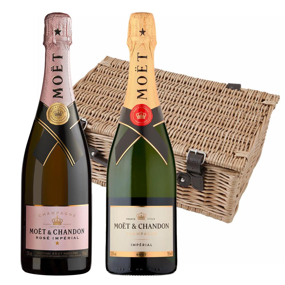 Moet And Chandon Brut and Rose Twin Hamper (2x75cl)